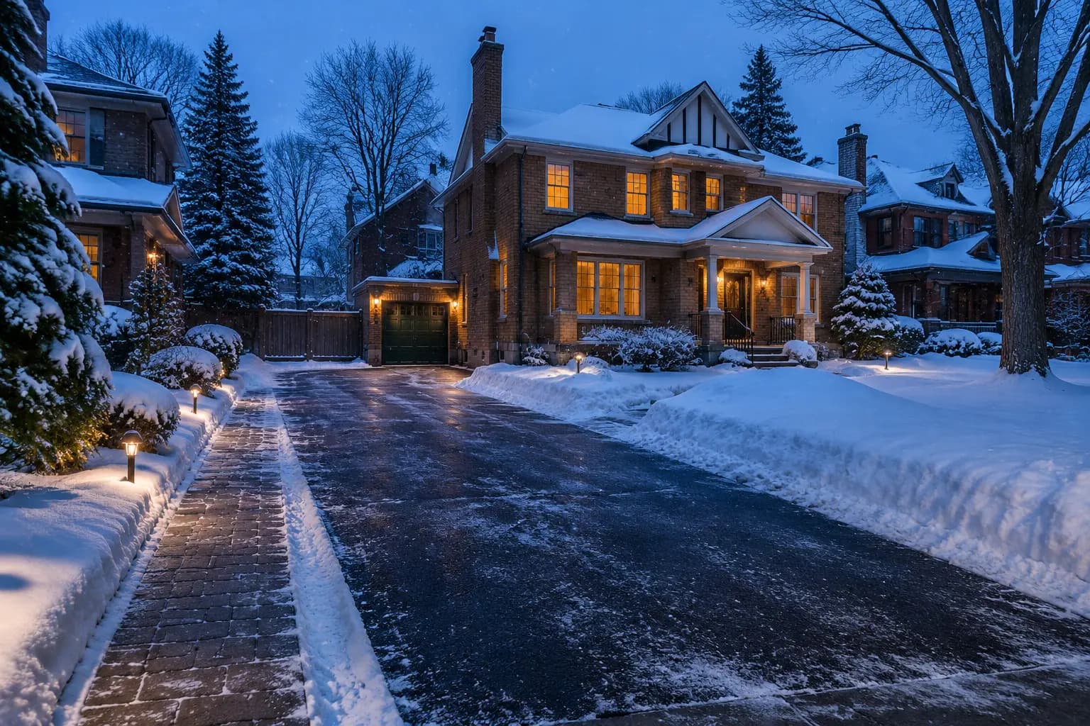 Editorial view of a safely cleared Toronto driveway after snowfall